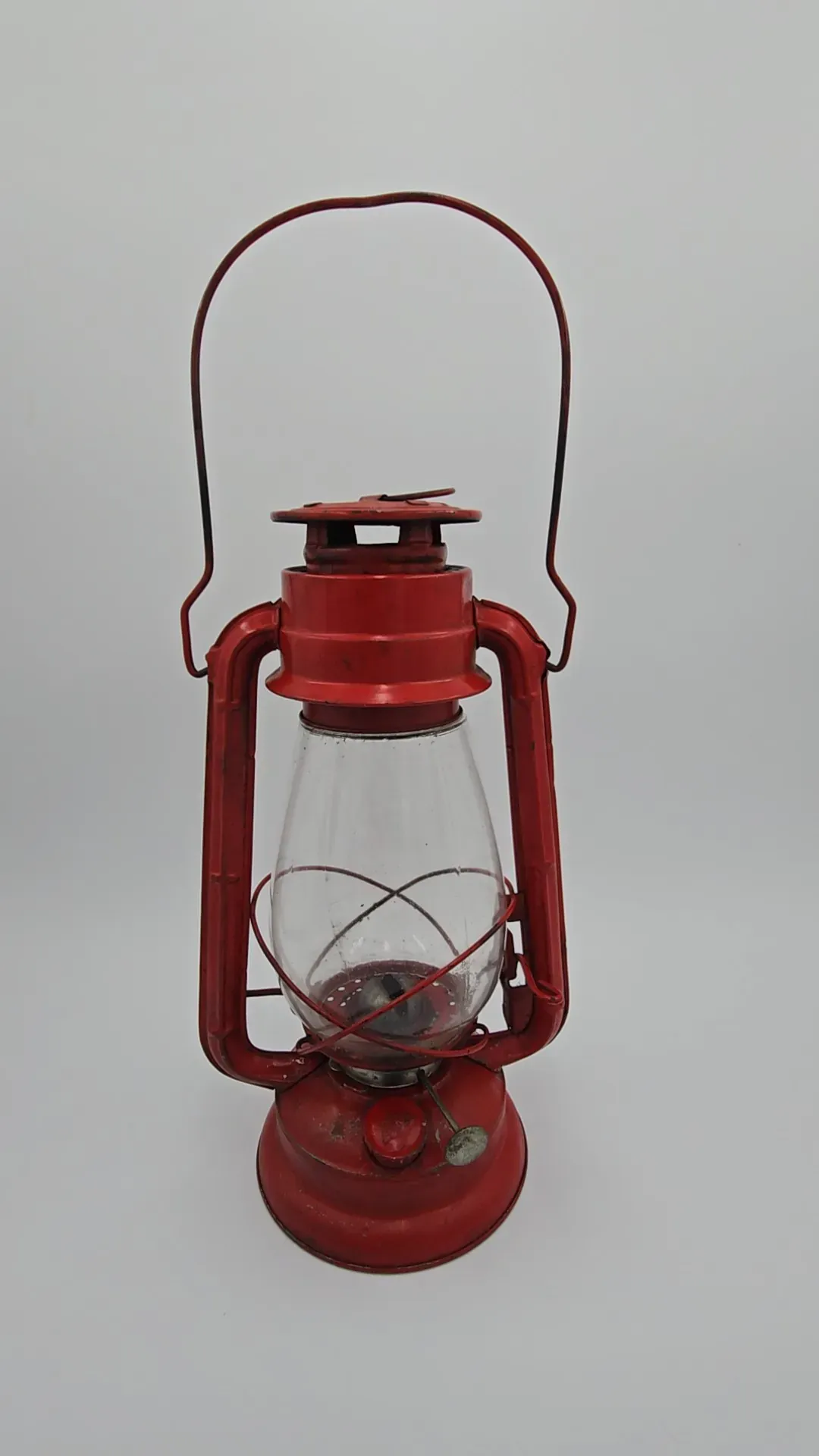 Vintage Winged Wheel No. 500 Red Hurricane Lantern Made in Japan Kerosene Lamp