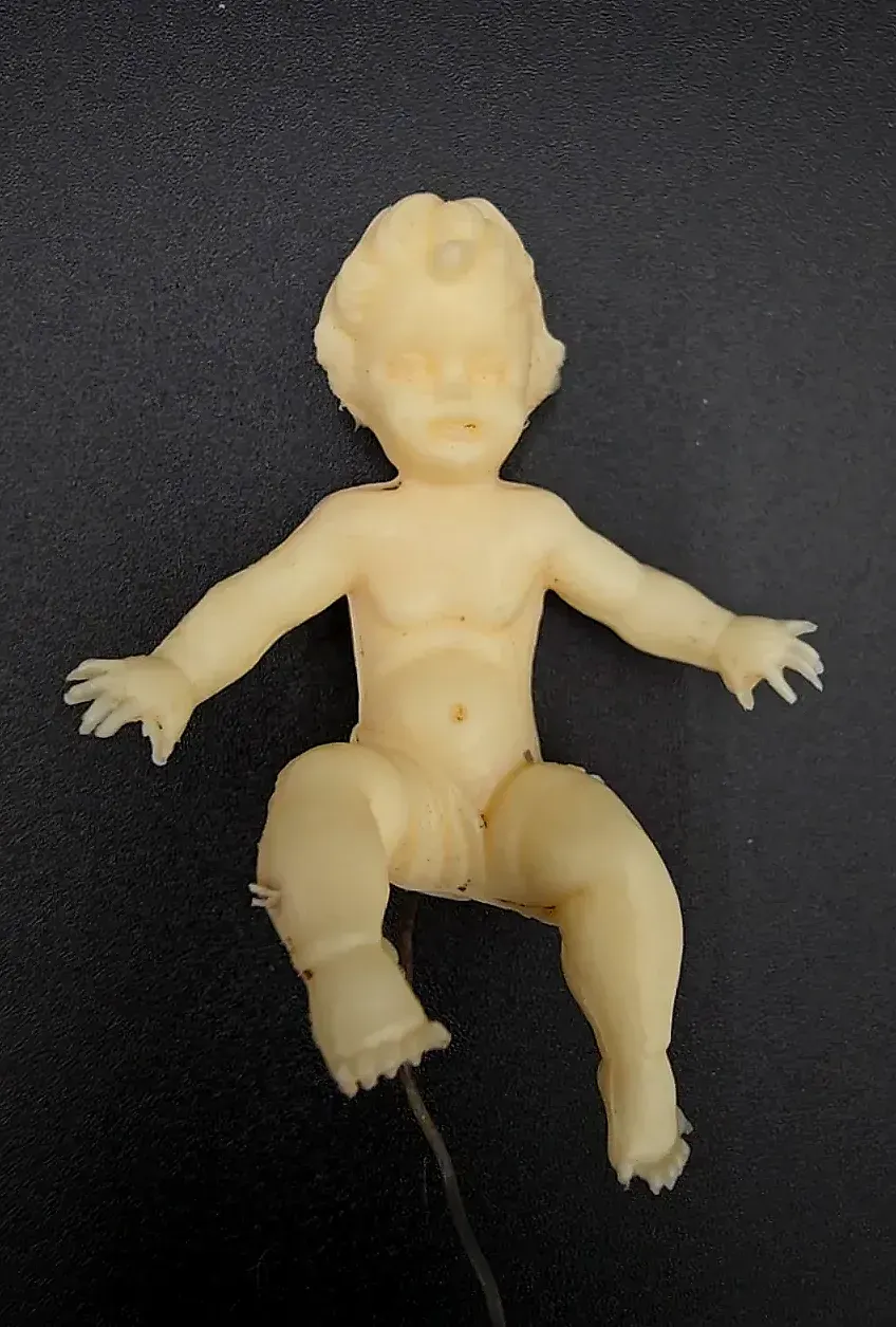 Vintage Made in Hong Kong Plastic Baby Picks Figures Lot of 3 Floral Cake Craft Decorations