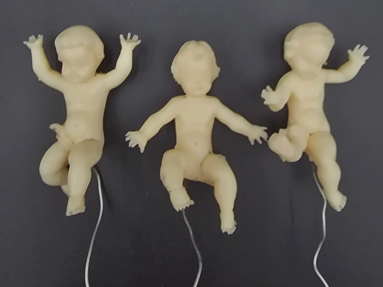 Vintage Made in Hong Kong Plastic Baby Picks Figures Lot of 3 Floral Cake Craft Decorations