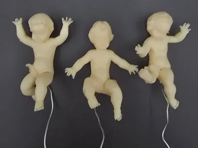 Vintage Made in Hong Kong Plastic Baby Picks Figures Lot of 3 Floral Cake Craft Decorations