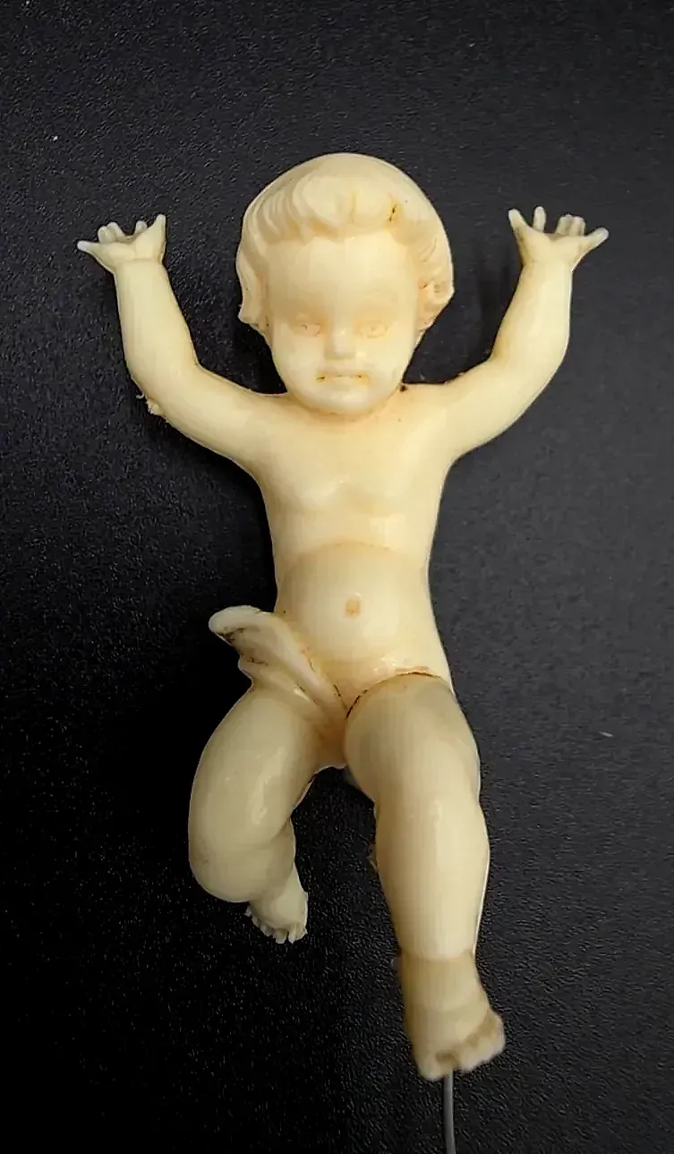Vintage Made in Hong Kong Plastic Baby Picks Figures Lot of 3 Floral Cake Craft Decorations