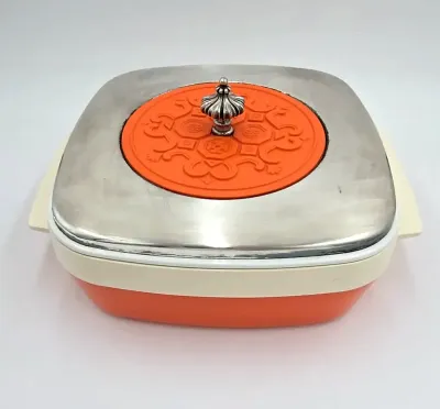 Vintage Gorham Silverplate Spanish Collection Orange Insulated Casserole Dish