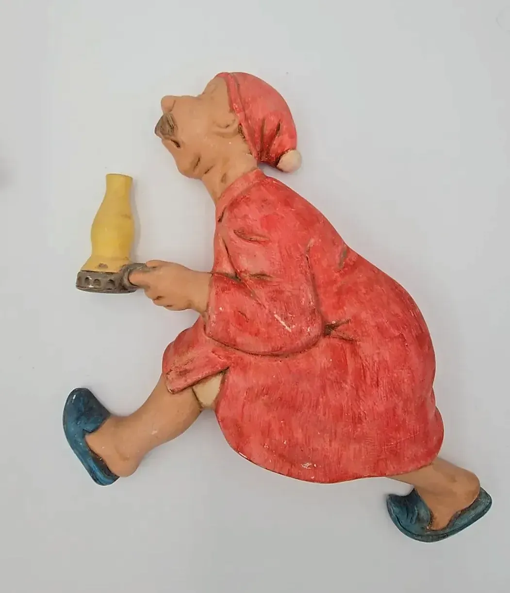 Vintage Arnel's Ceramic Race to the Outhouse Wall Hanging Plaque Set