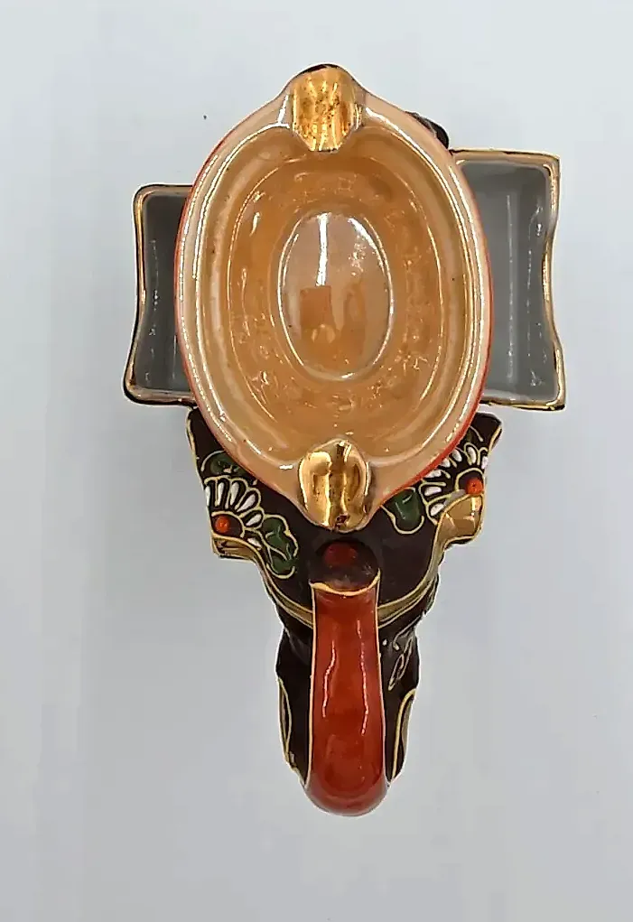 Vintage Satsuma Style Elephant Ashtray Cigarette Match Holder Hand Painted Japan — side view