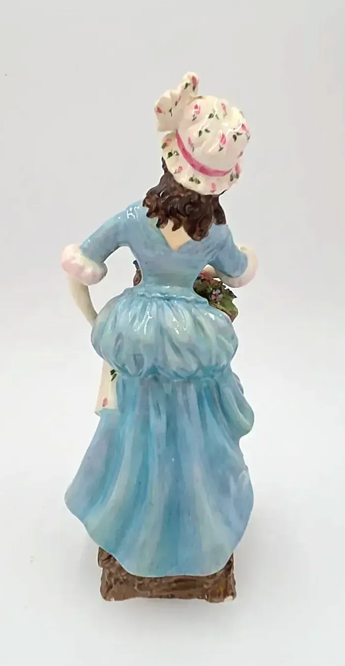 Vintage Ayton Fine Bone China England Lady Figurine Flower Seller Victorian Basket