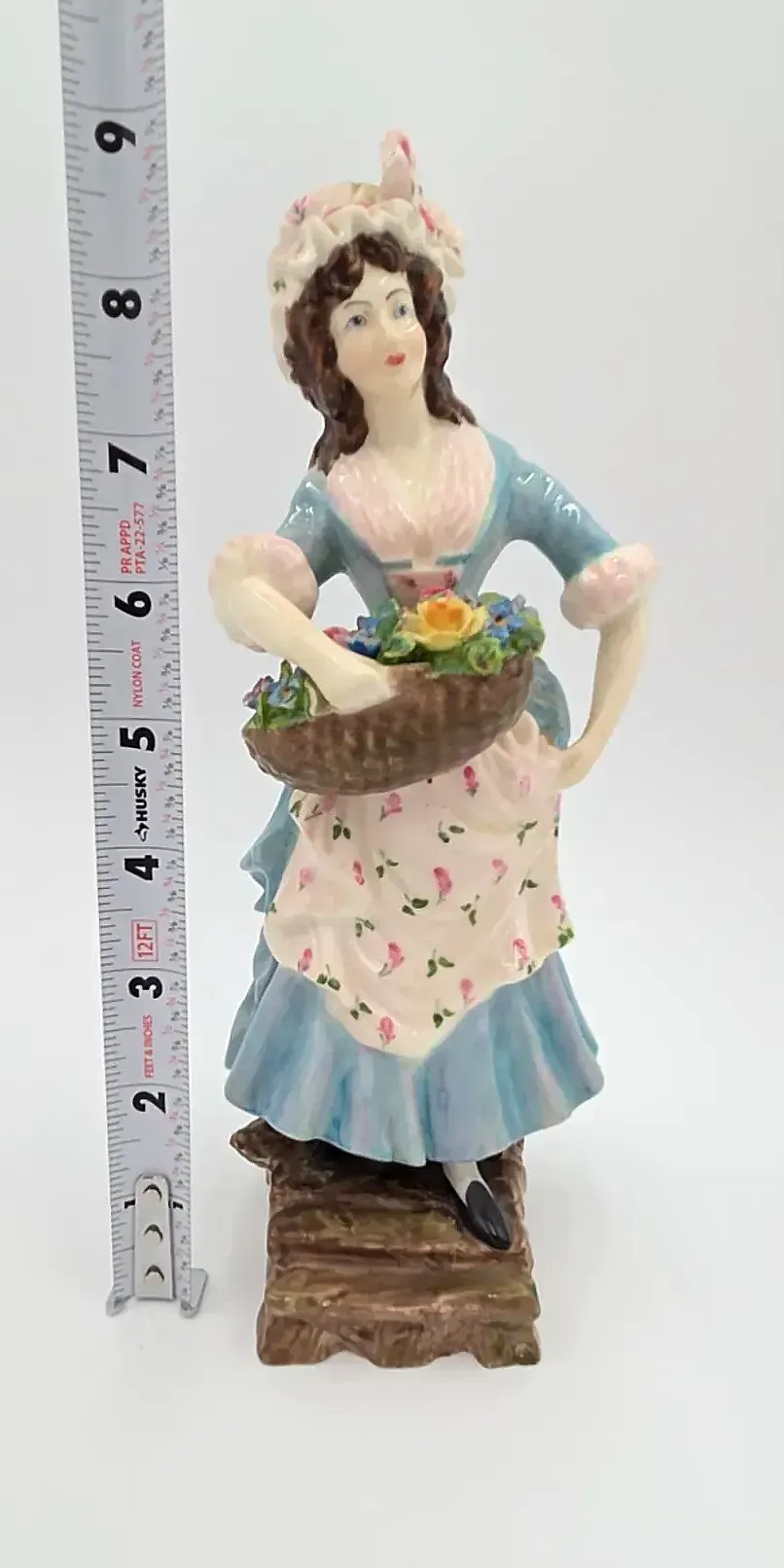 Vintage Ayton Fine Bone China England Lady Figurine Flower Seller Victorian Basket