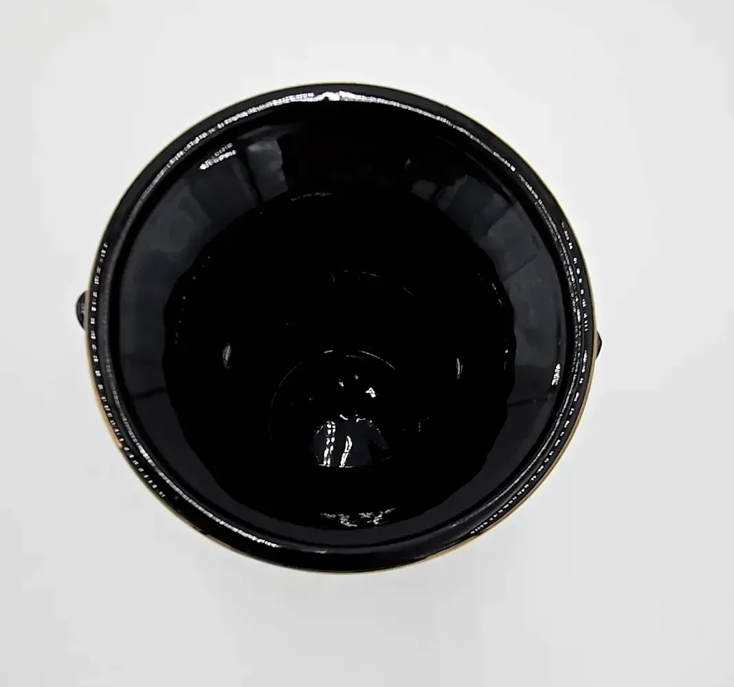 Vintage Japanese Black Porcelain Double Handle Vase – Bird & Iris Floral Design