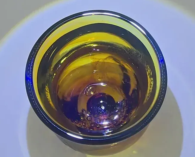 Michael Guzzardo Signed Hand Blown Amber Studio Art Glass Tumblers Set of 4 — maker's mark