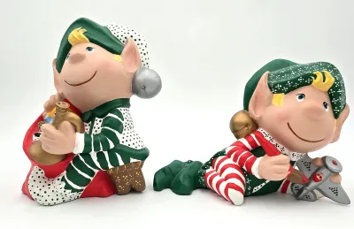 Vintage RR Marked Christmas Elf Pair