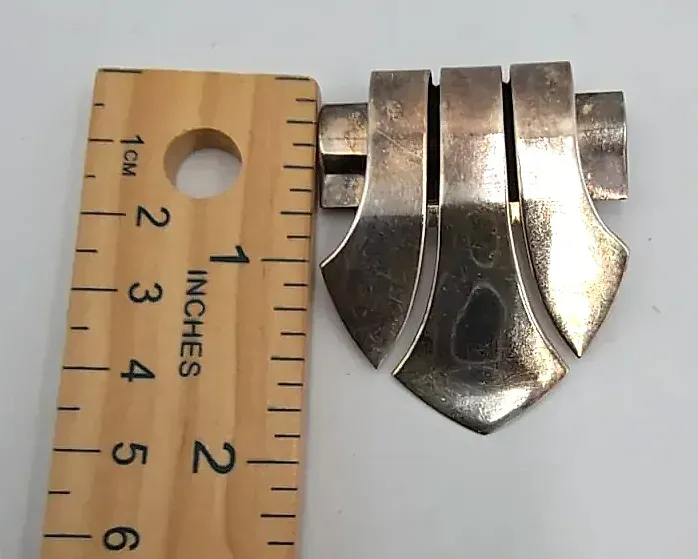 Vintage 1940s Signed Monet Sterling Silver Articulated Geometric Brooch — maker's mark