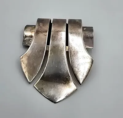 Vintage 1940s Signed Monet Sterling Silver Articulated Geometric Brooch
