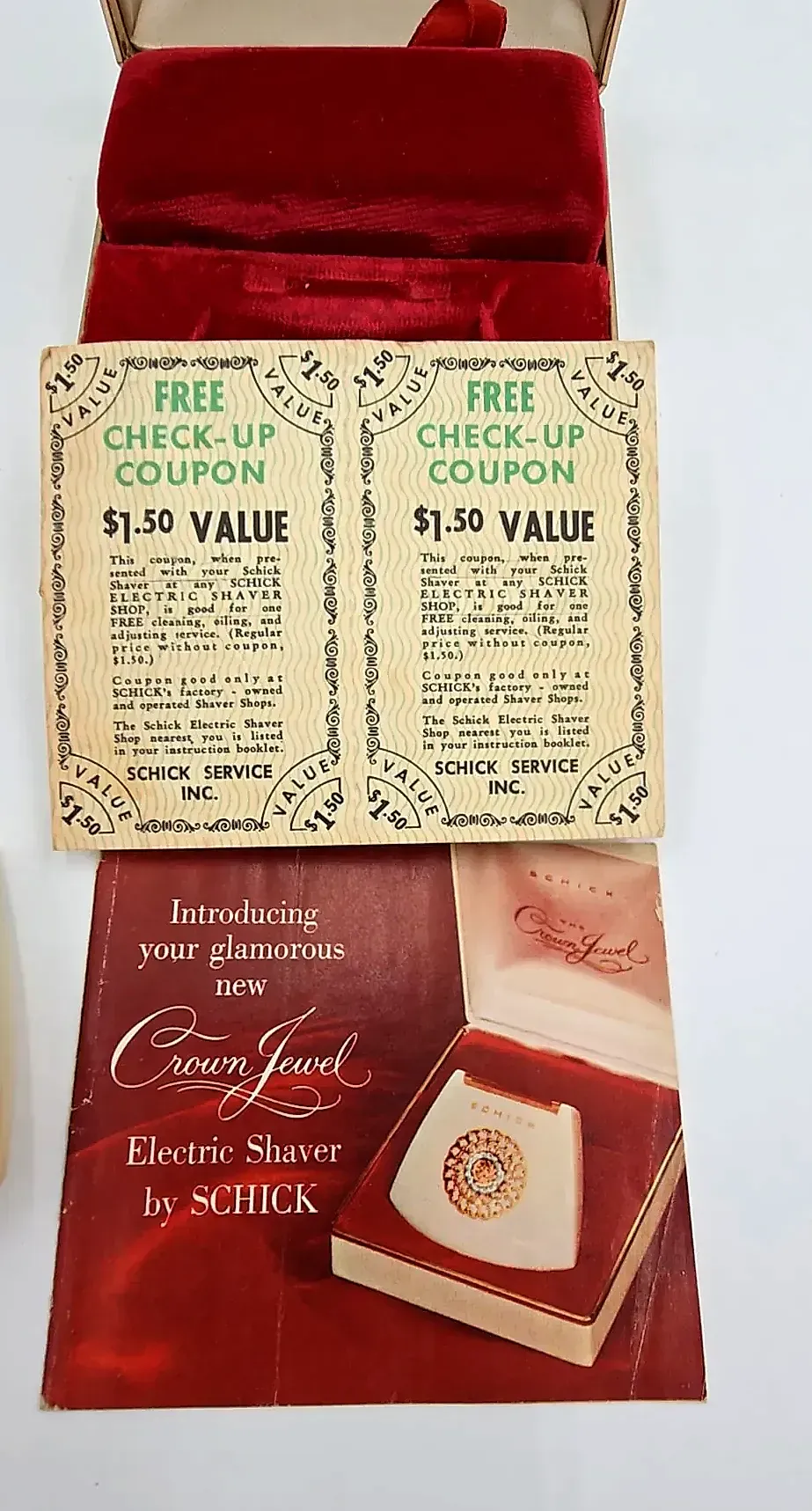 Vintage 1950s Schick Crown Jewel Ladies Electric Shaver Model 100 Complete Boxed — side view