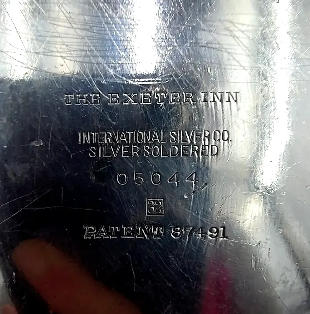 Vintage International Silver Co. Silver Soldered "The Exeter Inn" Hotel Ashtray 05044