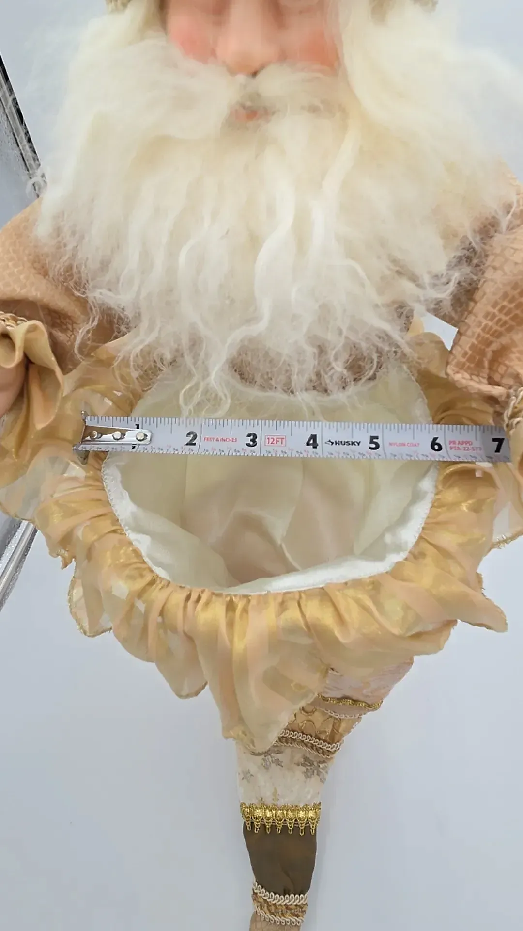 Vintage Victorian Style Santa Wall Cone Porcelain Face and hands Christmas Decoration 27"