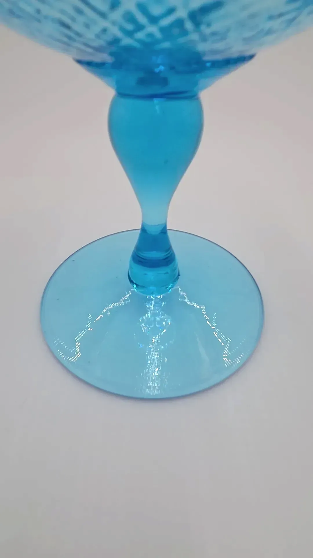 Vintage Aqua Blue Art Glass Goblet / Centerpiece Vase