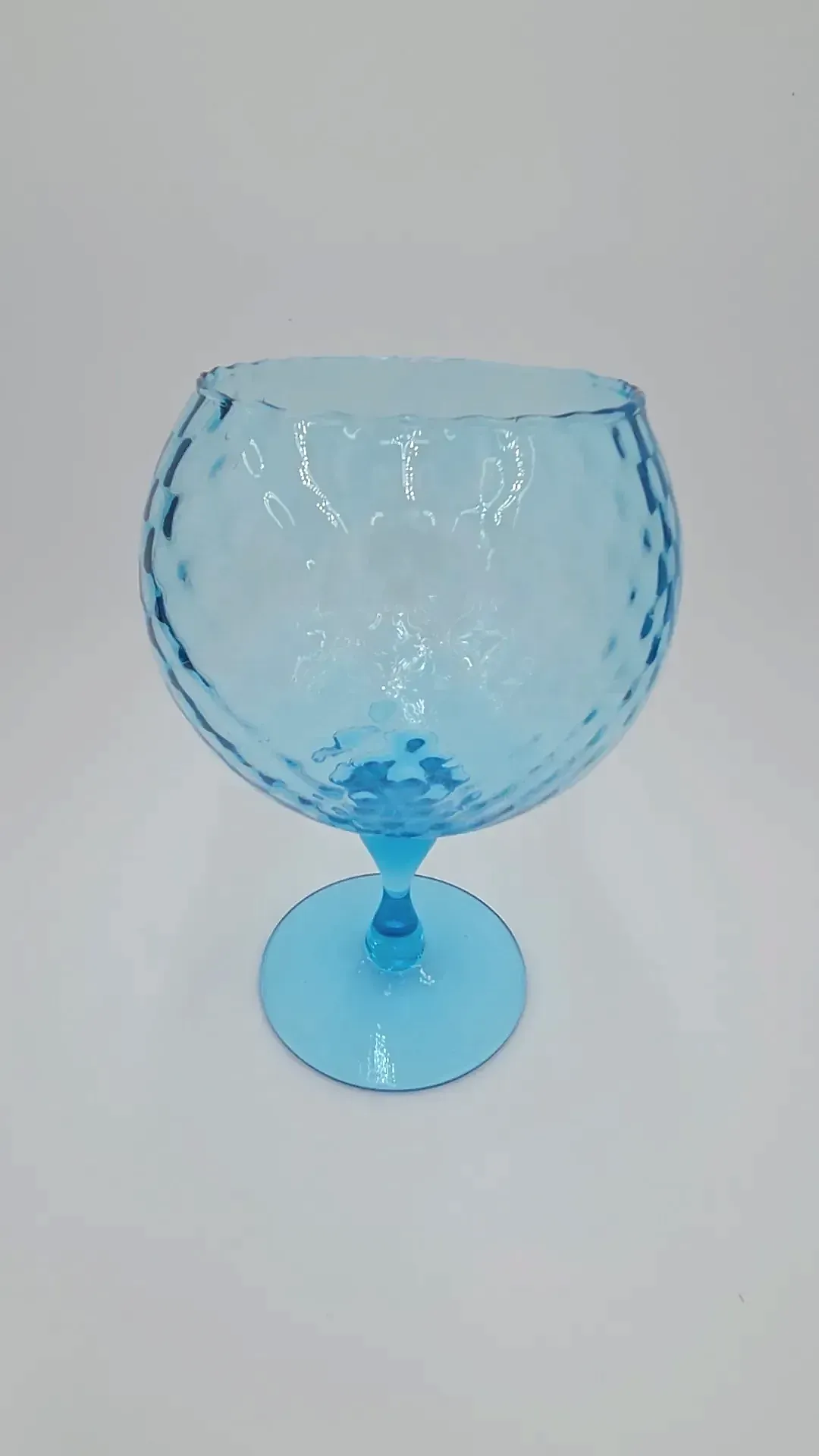 Vintage Aqua Blue Art Glass Goblet / Centerpiece Vase