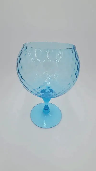 Vintage Aqua Blue Art Glass Goblet / Centerpiece Vase