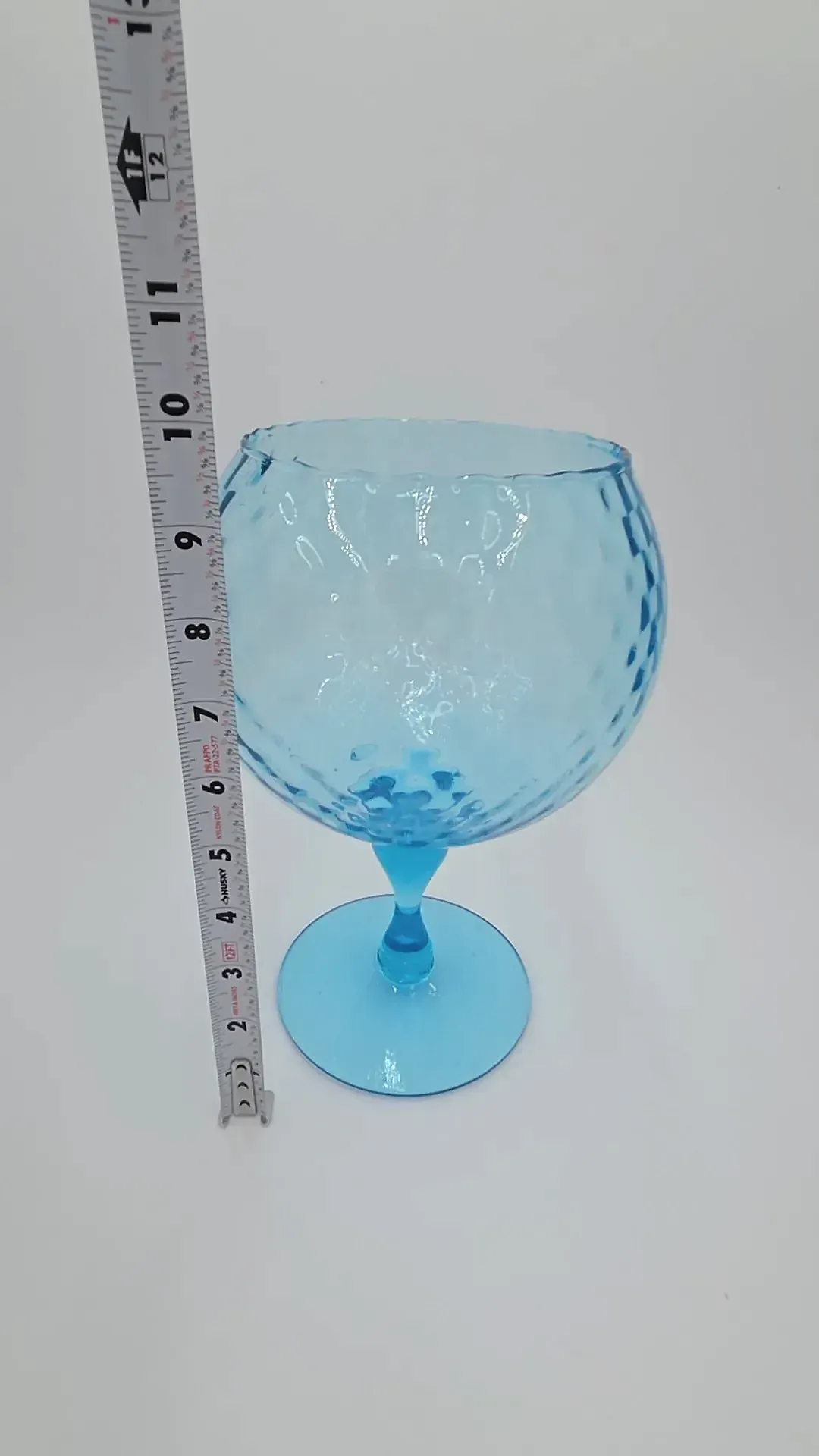 Vintage Aqua Blue Art Glass Goblet / Centerpiece Vase