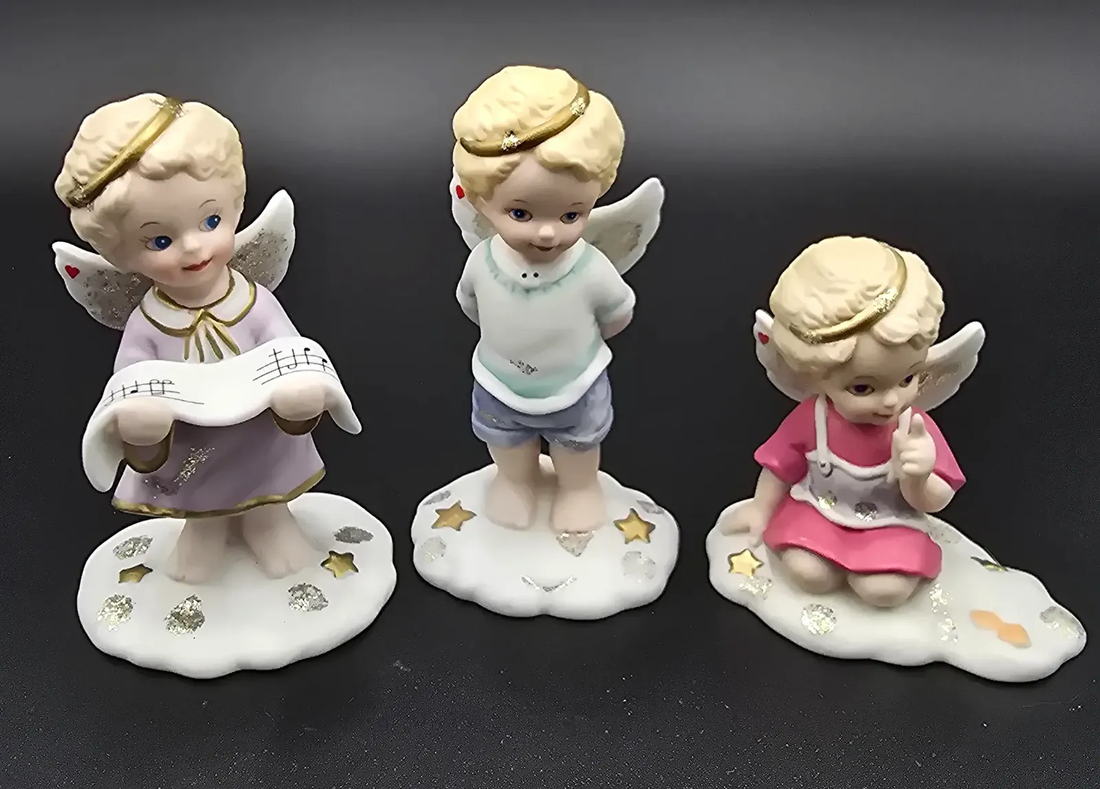 Bronson Tender Hearts Angel Figurines Lot of 3 Katharine Stevenson 1995 1996