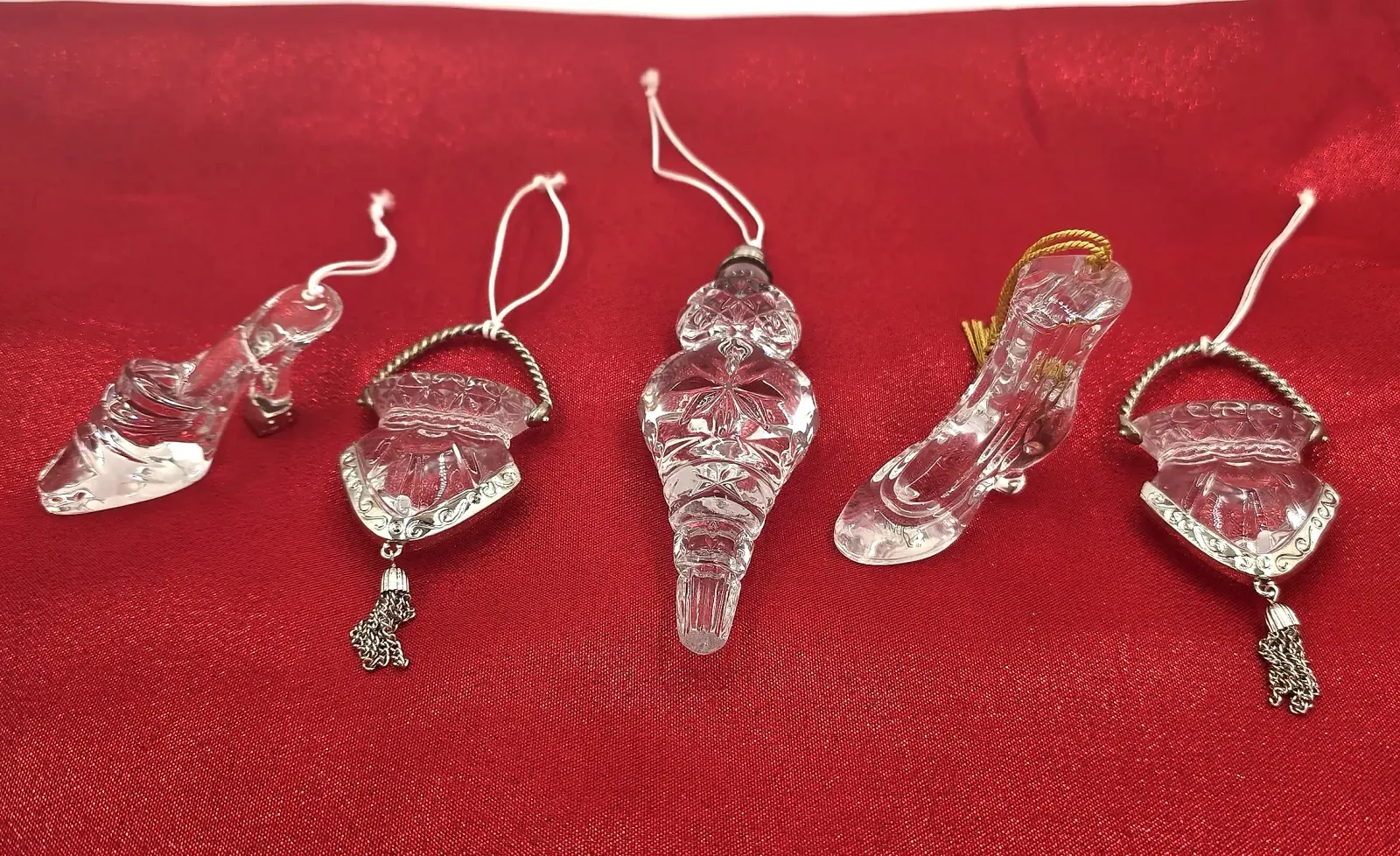 Lot of 5 Vintage Lenox Lead Crystal Christmas Ornaments  Boxed — side view