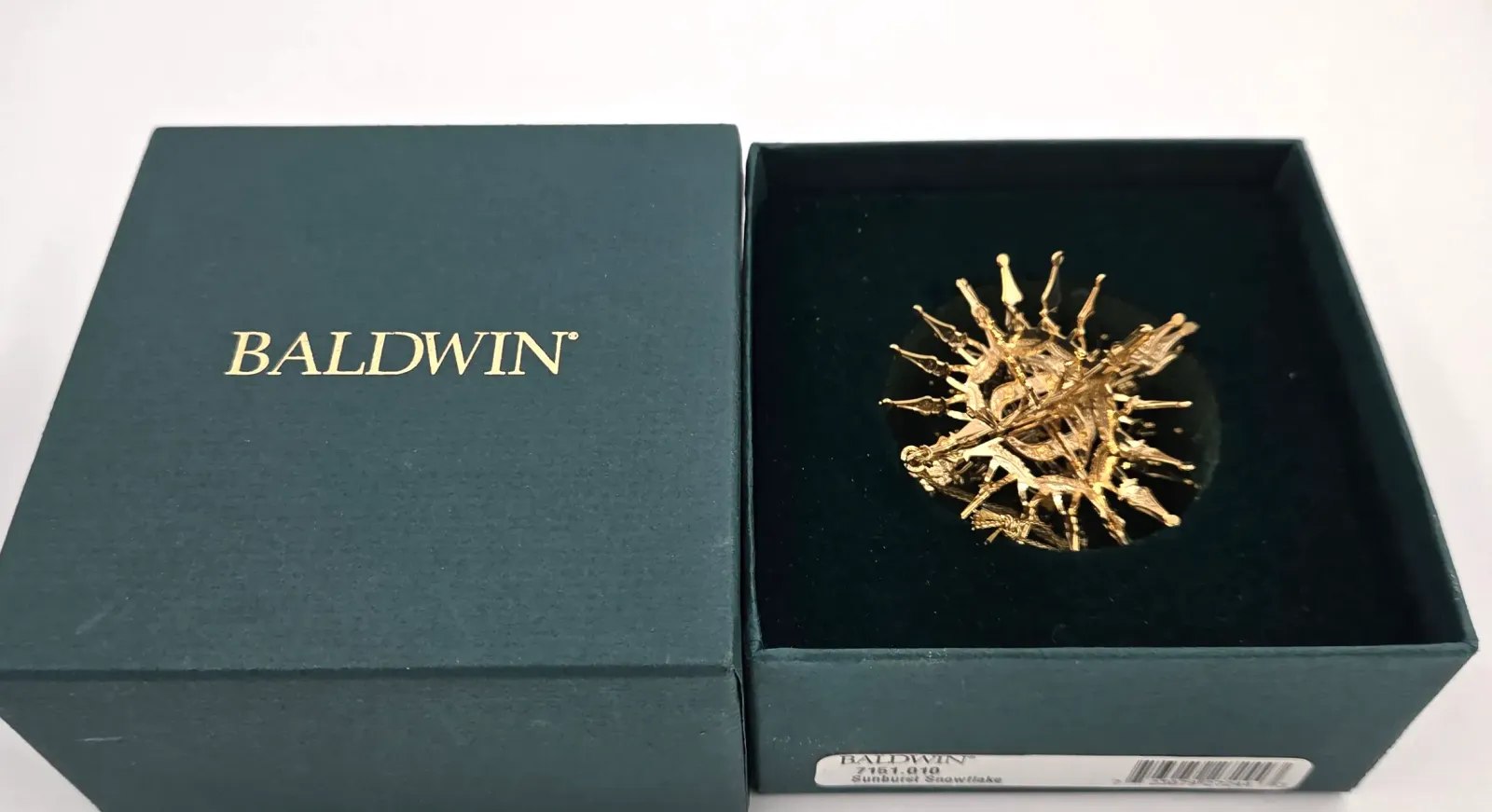 Vtg Baldwin Brass Sunburst Snowflake 3D Christmas Ornament Boxed 1997