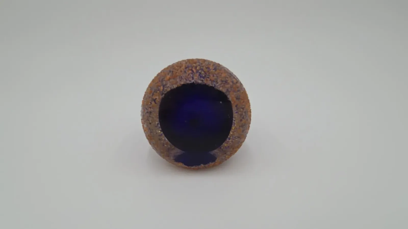 Vintage Hand-Blown Art Glass Bud Vase / Perfume Bottle – Cobalt Blue Cased Glass, Amber Frit, Cut Window