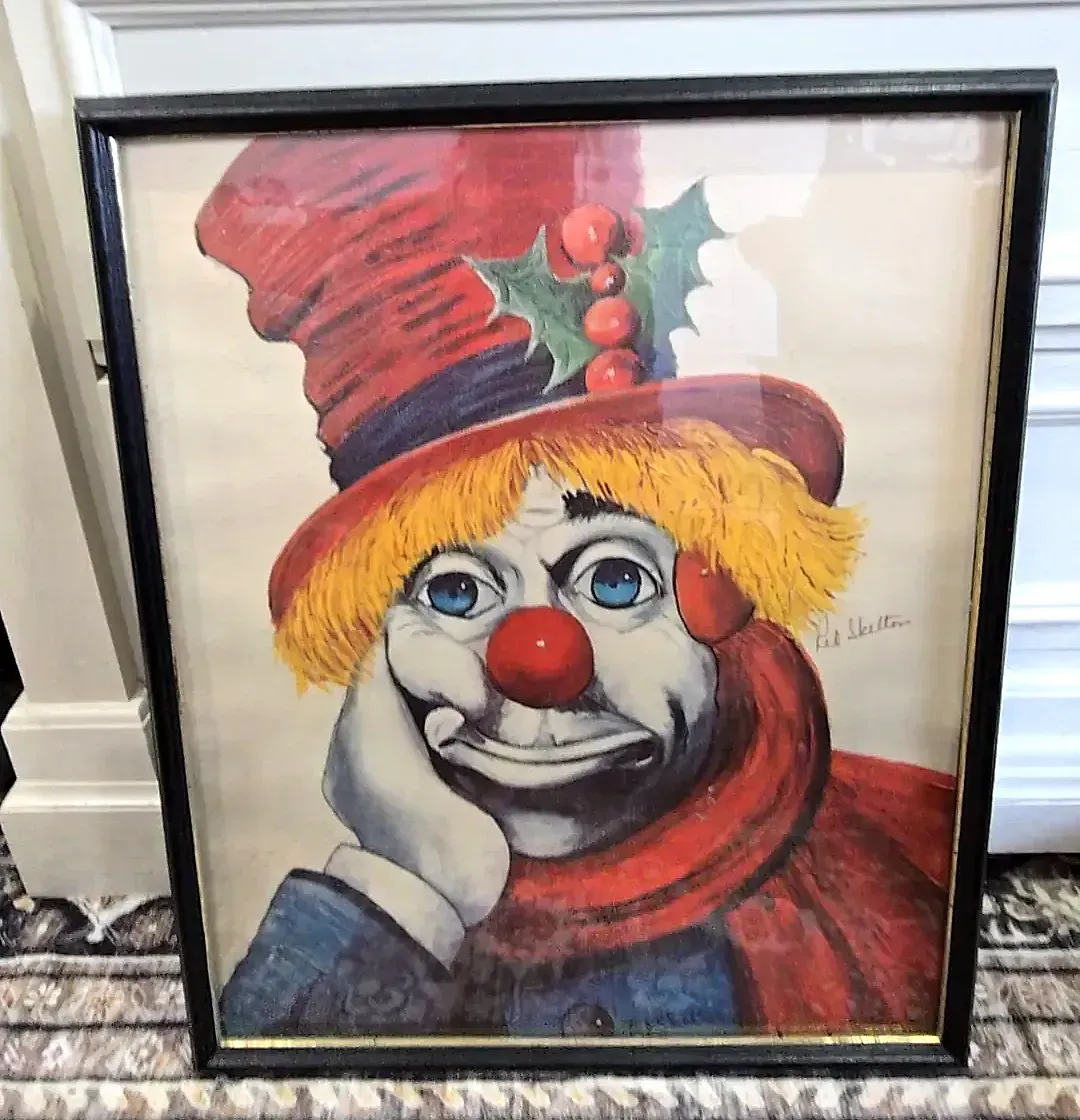 Vintage 1972 Red Skelton "Holly Clown" Signed Framed Art Print Lithograph