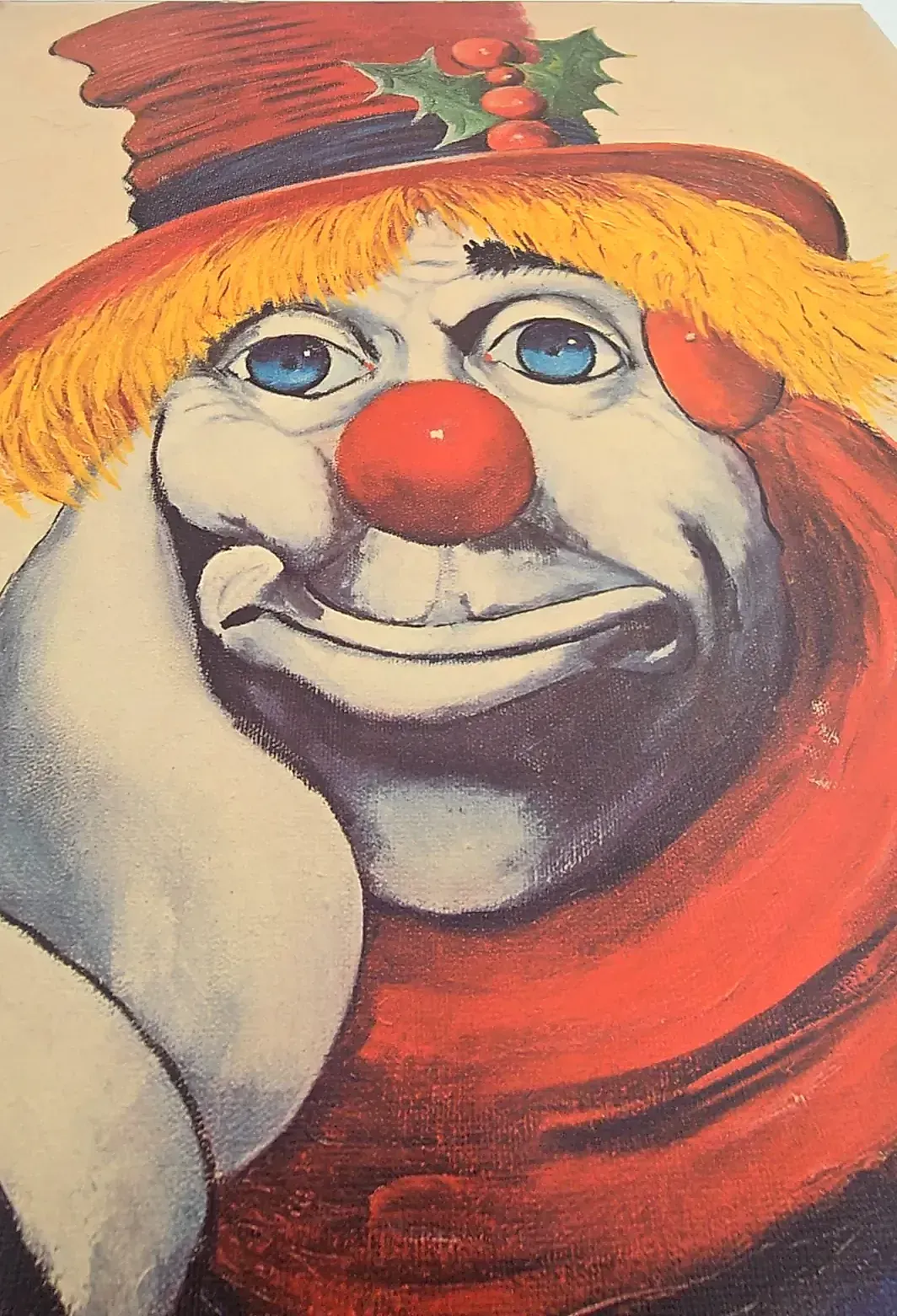 Vintage 1972 Red Skelton "Holly Clown" Signed Framed Art Print Lithograph — underside