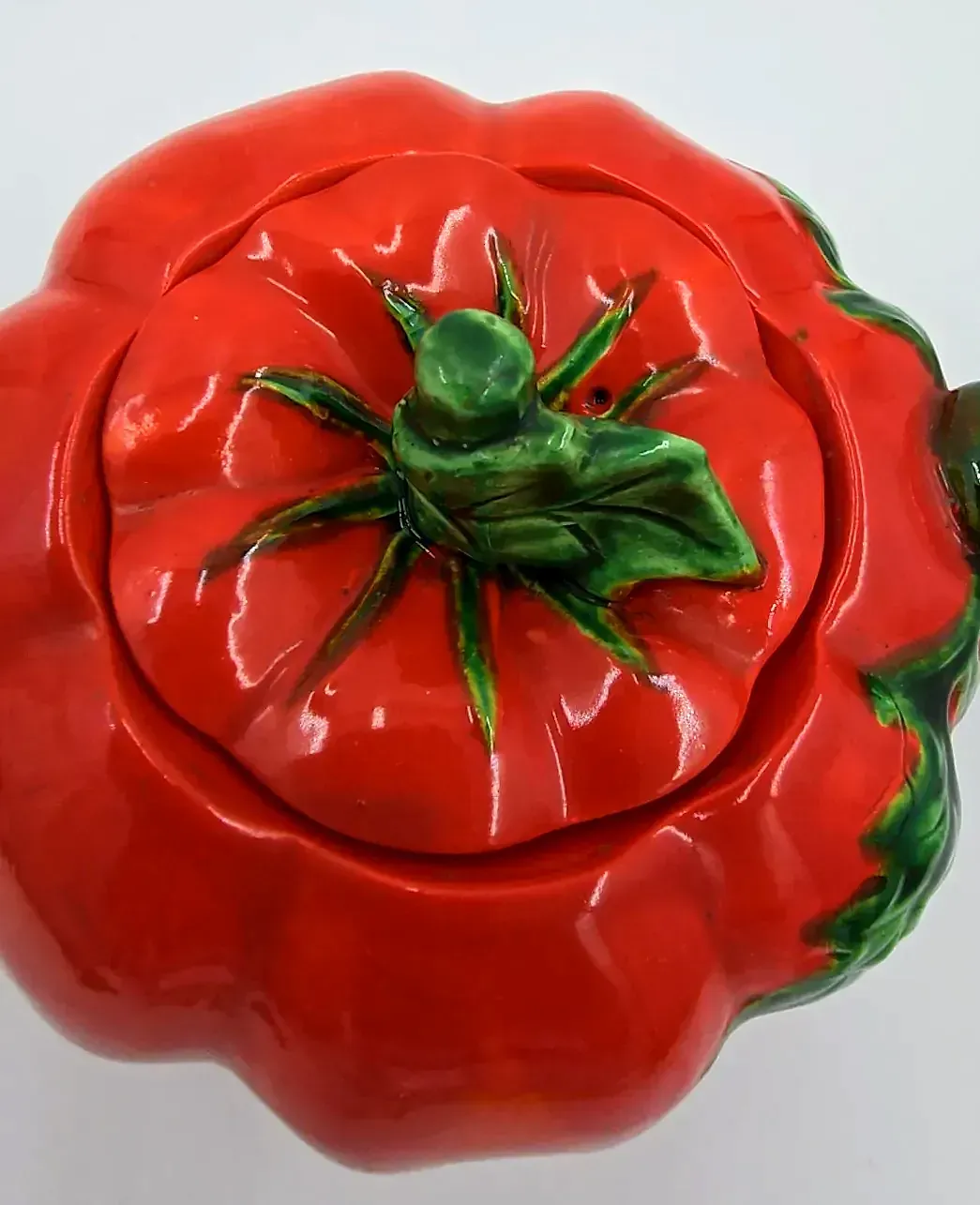Vintage Maruhon Ware Tomato Tea Set Teapot Creamer Sugar Tray Occupied Japan — detail