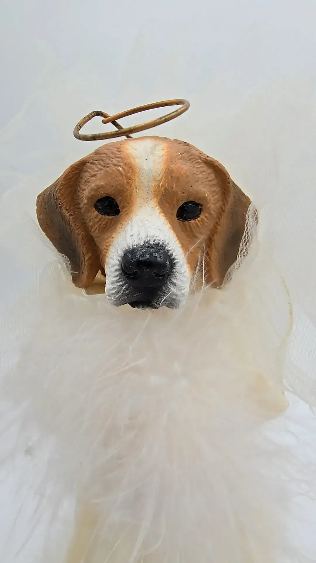 Vintage 1993 Two Sisters & Co Beagle Angel Tree Topper Dog Christmas Decor — side view