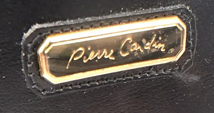 Vintage Pierre Cardin Black Aniline Cowhide Leather Briefcase Portfolio Bag — detail