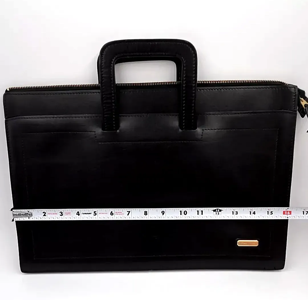 Vintage Pierre Cardin Black Aniline Cowhide Leather Briefcase Portfolio Bag — maker's mark