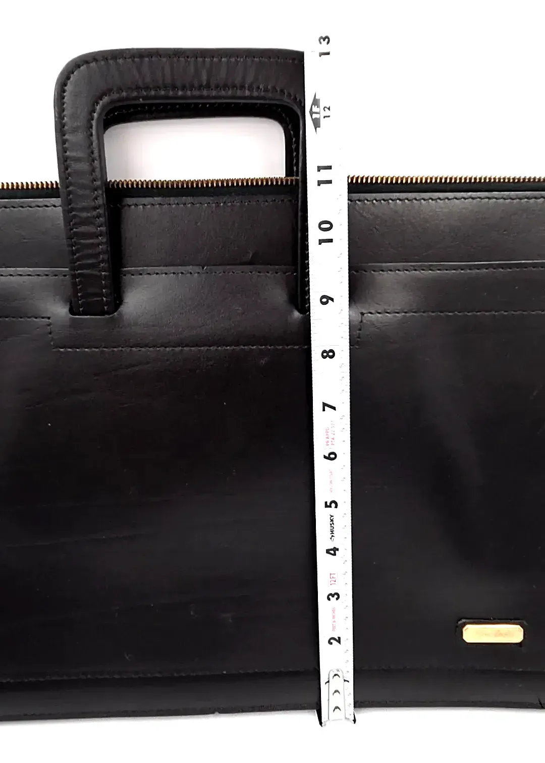 Vintage Pierre Cardin Black Aniline Cowhide Leather Briefcase Portfolio Bag — underside