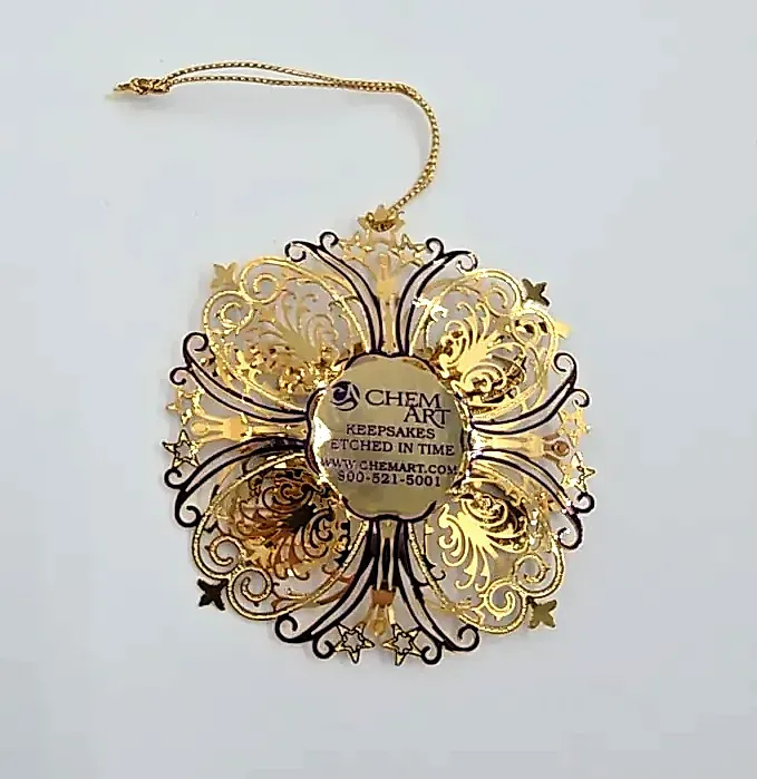 Baldwin Peace Dove Christmas Ornament 24k Gold Finish Brass Chem Art Boxed — underside