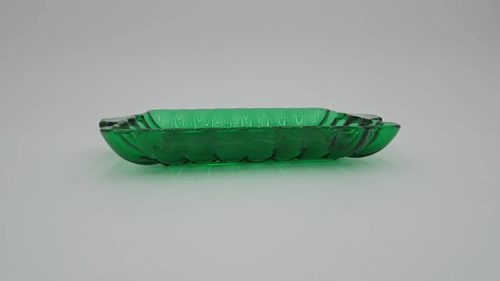 Green glass candy dish
