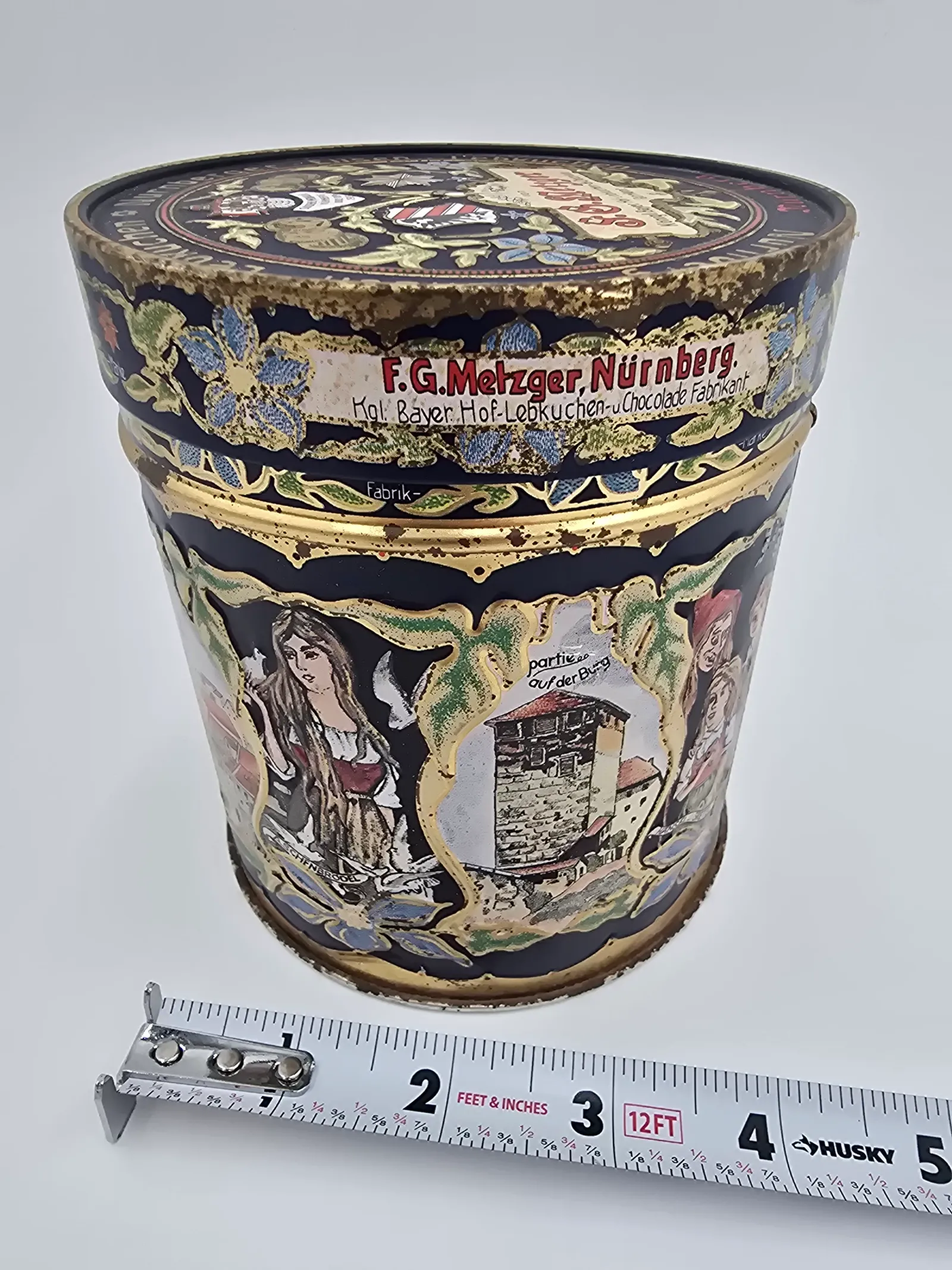 Vintage S.G. Metzger Nurnberg Germany Elisen Lebkuchen Fairy Tale Tin 1991