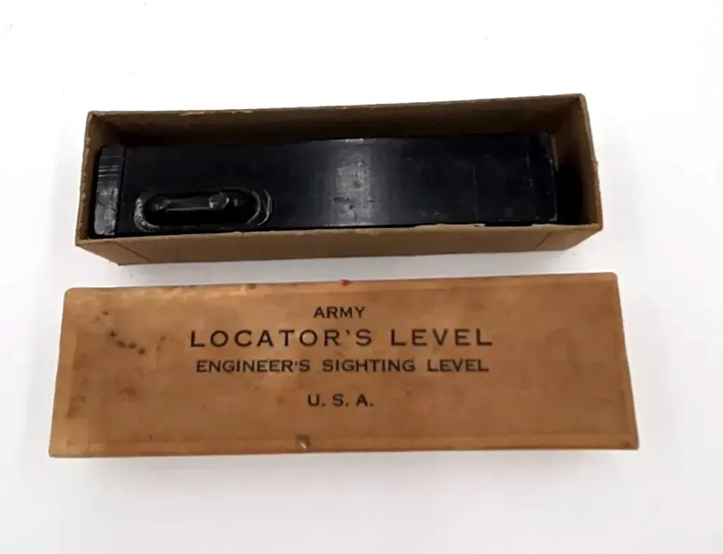 Vtg WWII Swift Anderson Army Locators Level Engineers Sighting Level Box Paper — side view