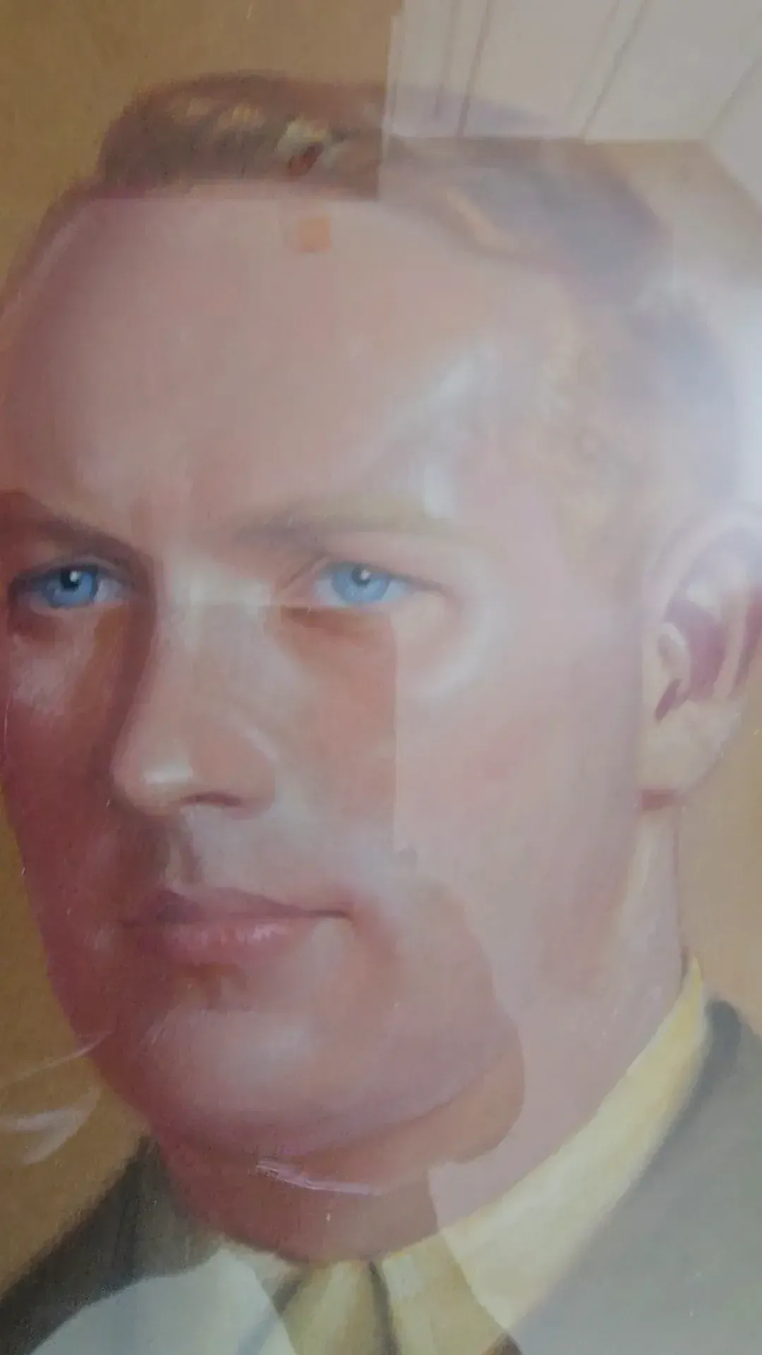 Vintage 1945 WWII US Army Ordnance Corps Soldier Pastel Portrait Signed Germany — side view