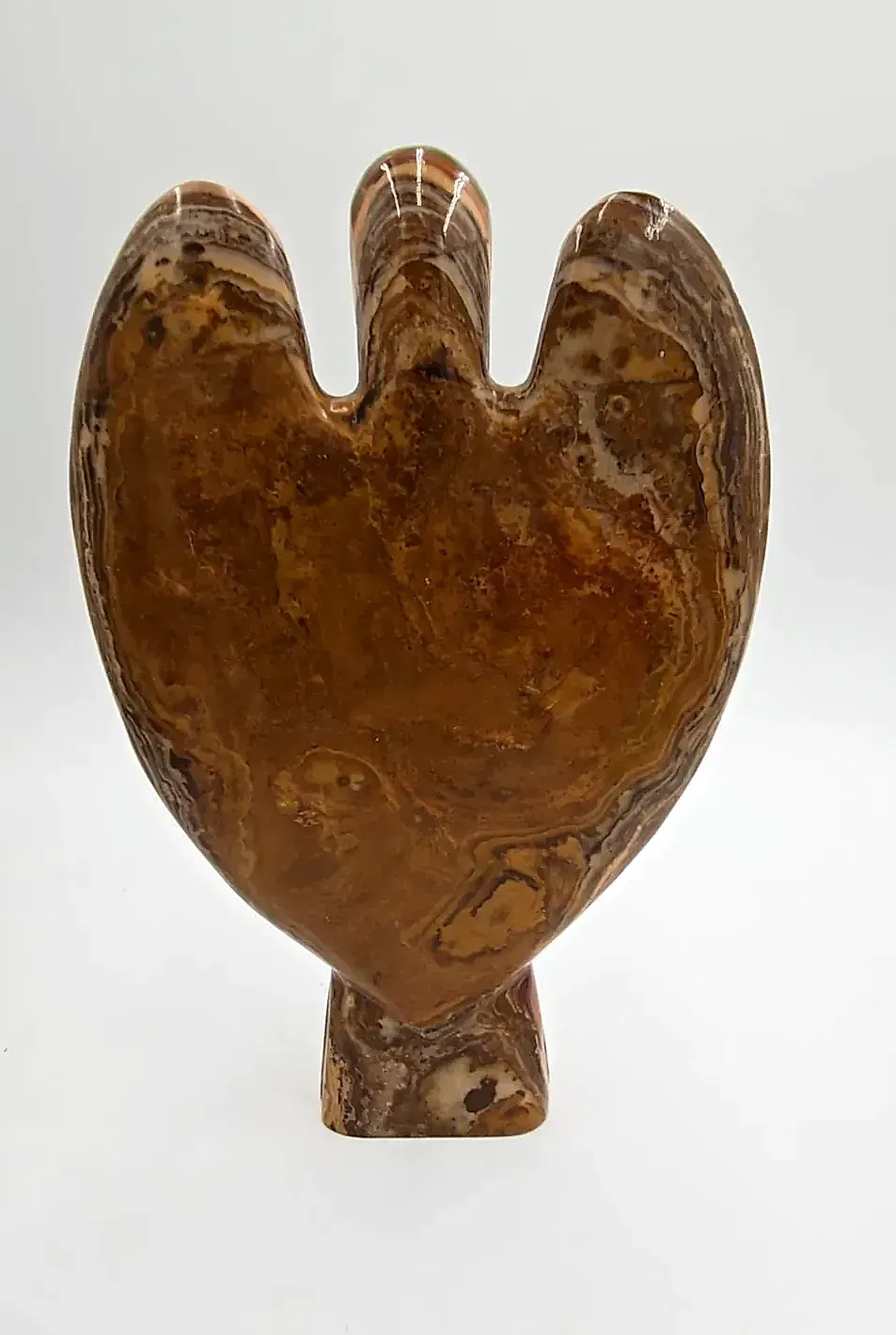 Vintage Hand Carved Multi Onyx Guardian Angel Stone Sculpture Large — side view