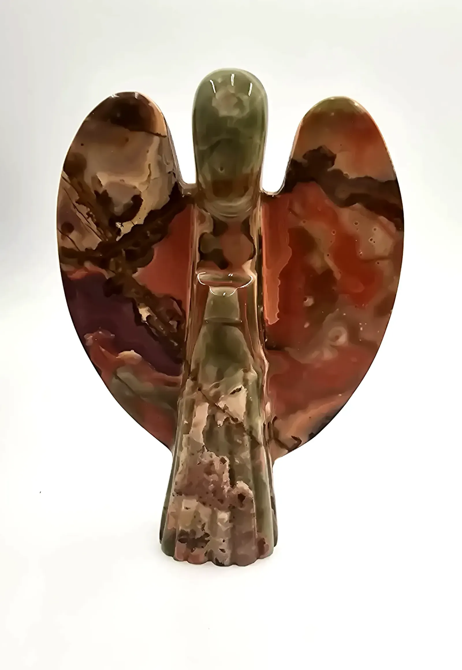 Vintage Hand Carved Multi Onyx Guardian Angel Stone Sculpture Large
