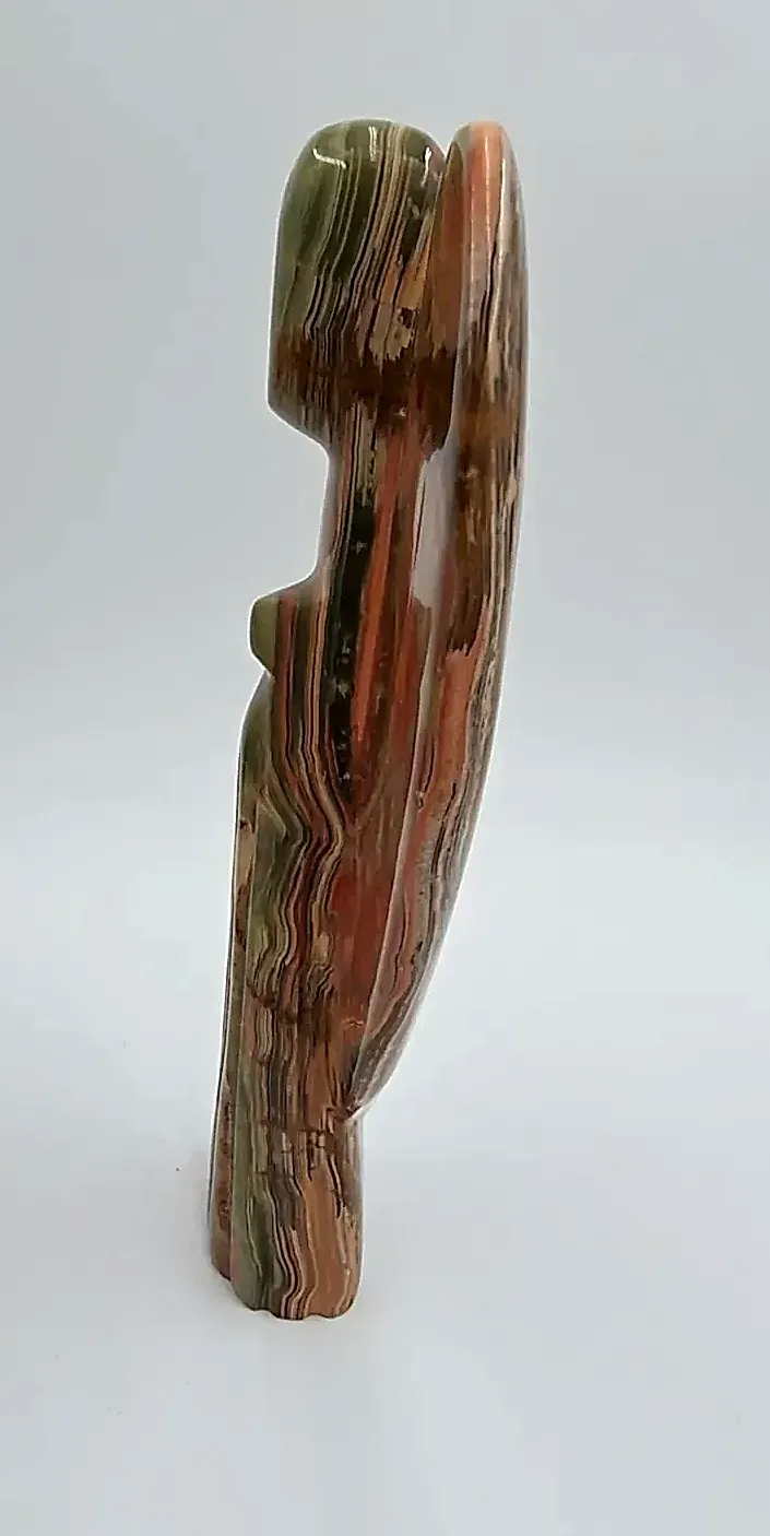 Vintage Hand Carved Multi Onyx Guardian Angel Stone Sculpture Large — detail