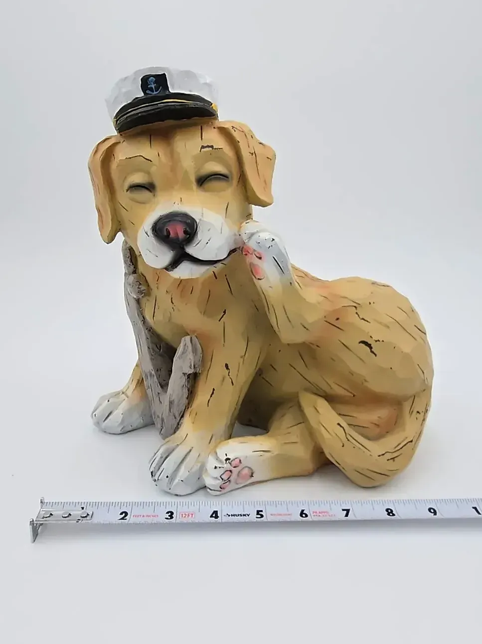 Golden Retriever Sailor Captain Dog Resin Figurine Nautical Beach Decor