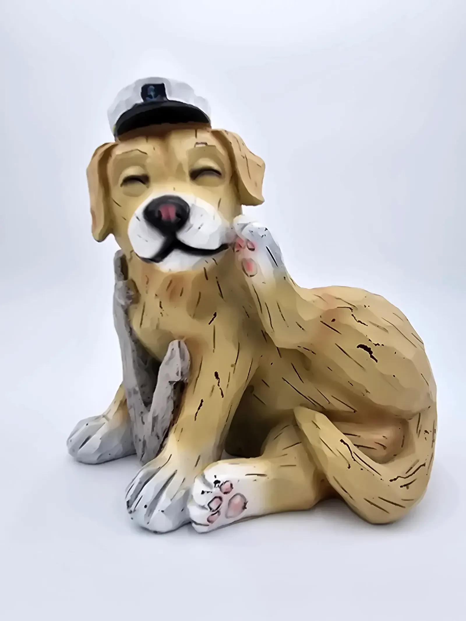 Golden Retriever Sailor Captain Dog Resin Figurine Nautical Beach Decor