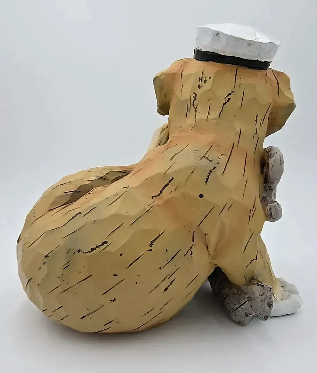 Golden Retriever Sailor Captain Dog Resin Figurine Nautical Beach Decor
