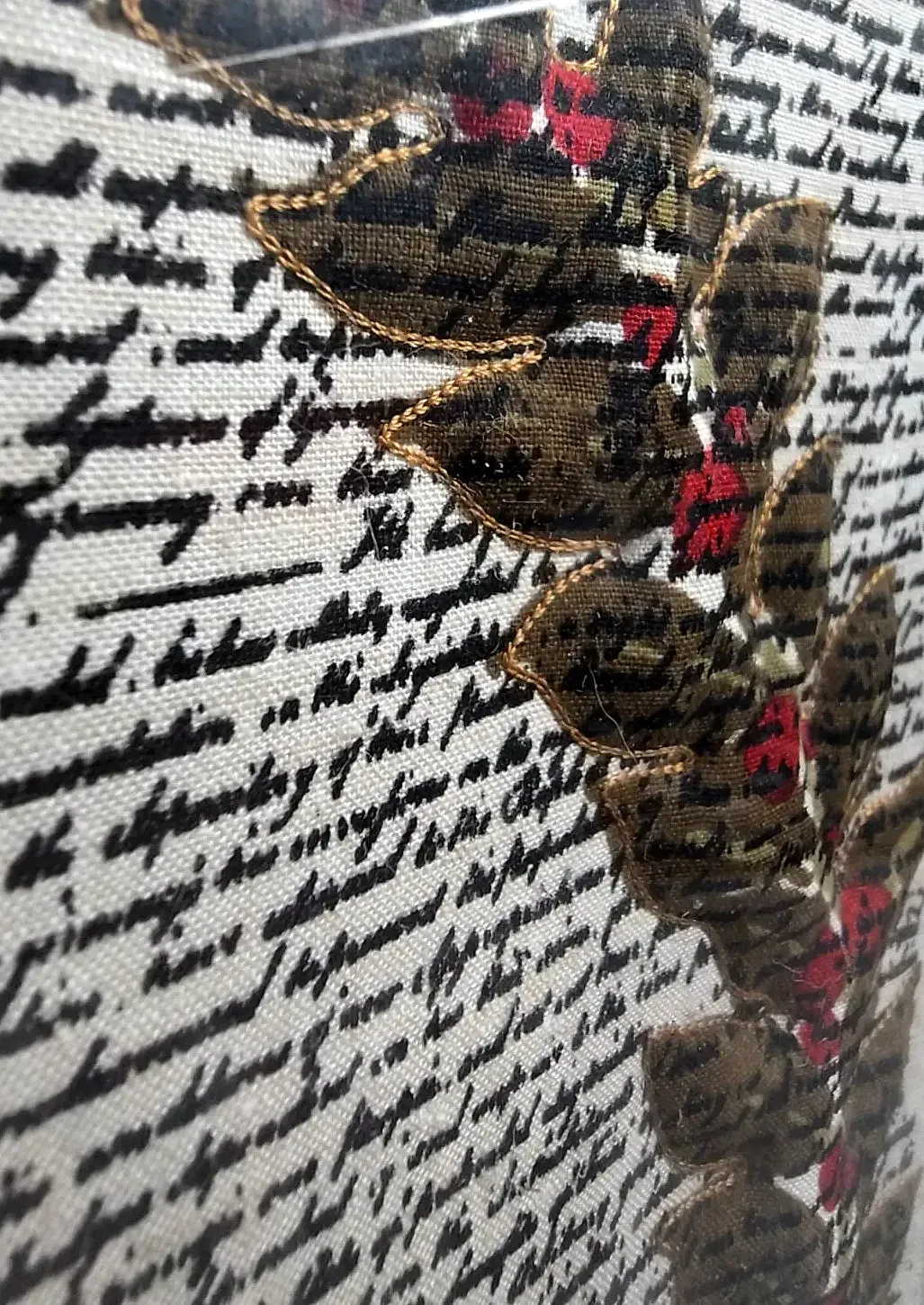 Vintage Bicentennial 3D Applique Embroidered Declaration of Independence Art — maker's mark