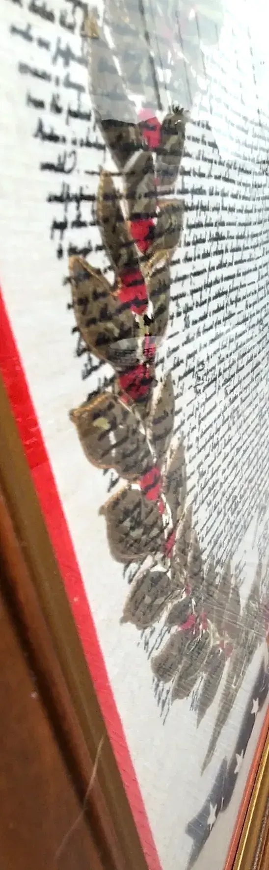 Vintage Bicentennial 3D Applique Embroidered Declaration of Independence Art — side view