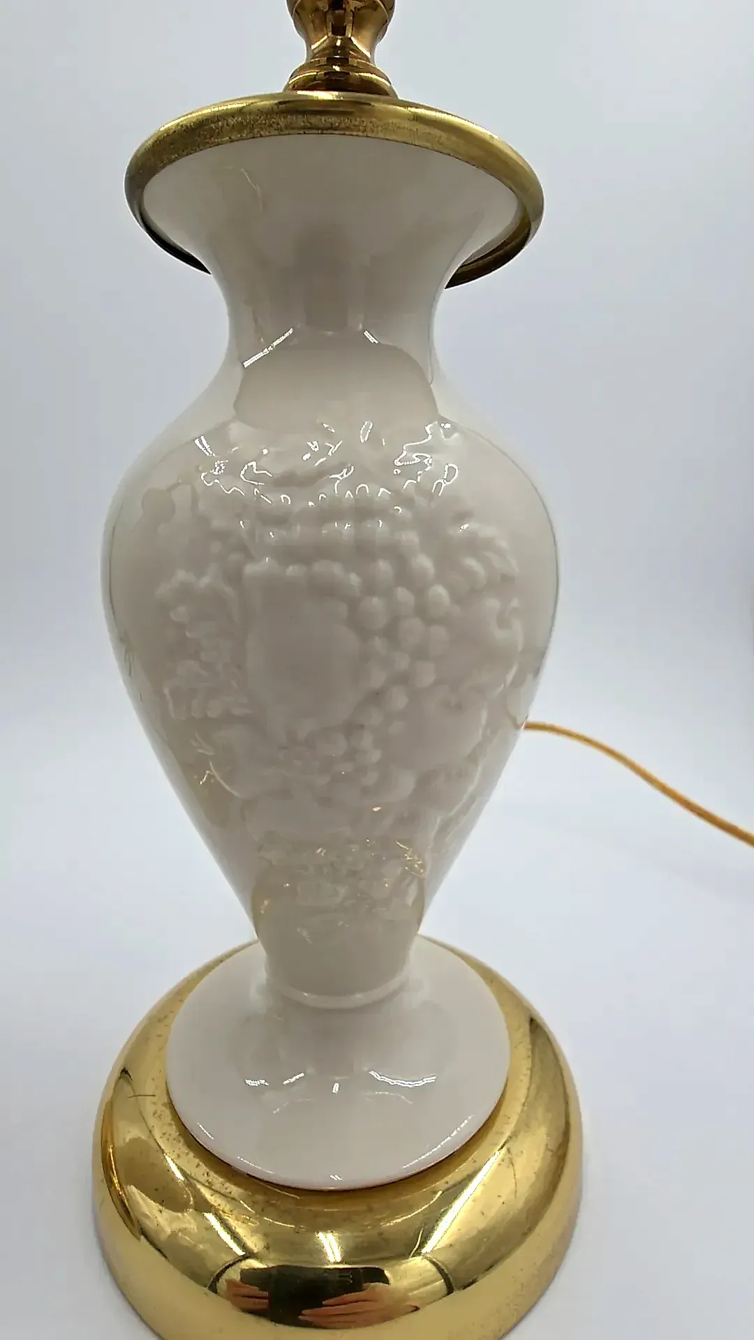 Vintage Lenox Fruits of Life Porcelain Brass Table Lamps Pair  Works — maker's mark