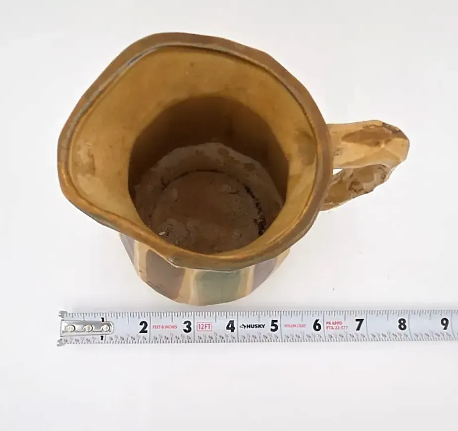Vintage MCM Art Pottery Creamer Pitcher Earth Tone Drip Glaze Japan