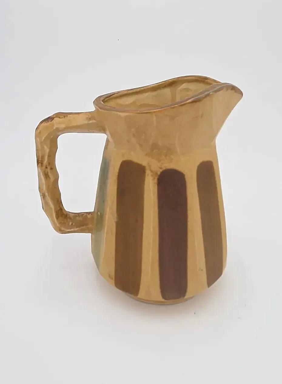 Vintage MCM Art Pottery Creamer Pitcher Earth Tone Drip Glaze Japan