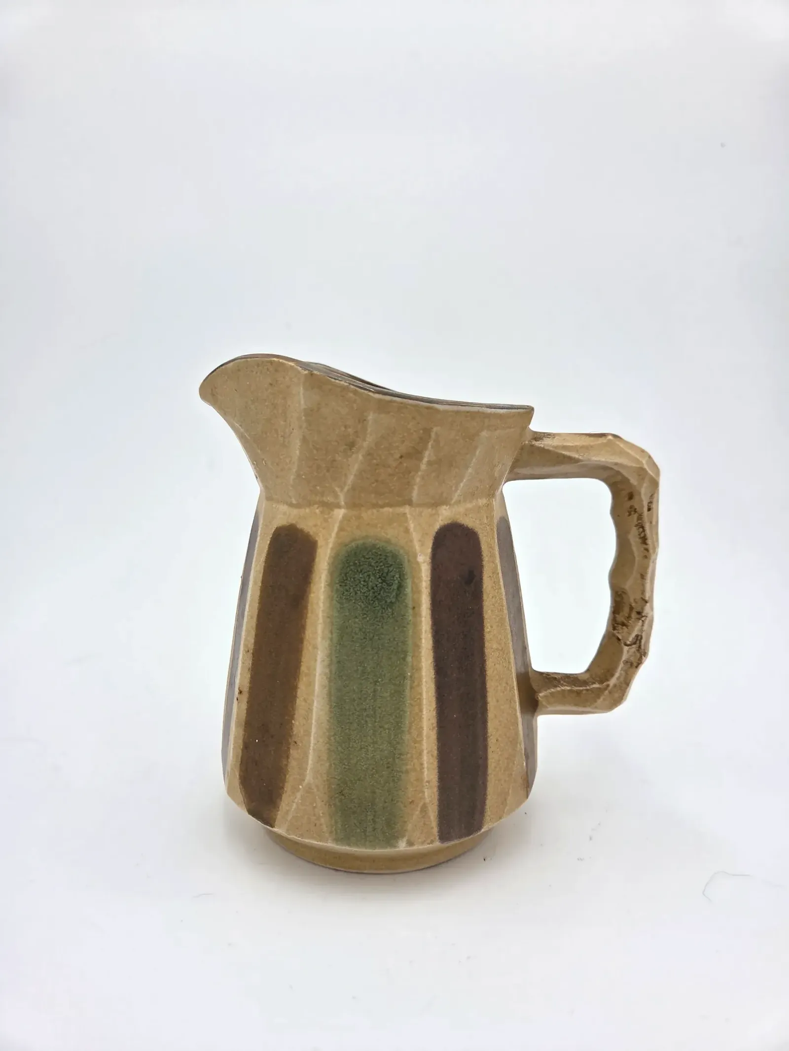 Vintage MCM Art Pottery Creamer Pitcher Earth Tone Drip Glaze Japan